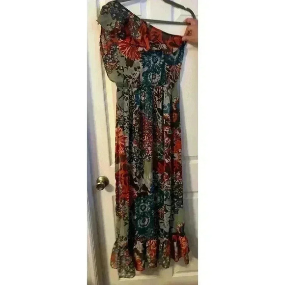 Boho American Rag One Shoulder Floral print Maxi dress size S sleeveless EUC - Picture 5 of 8
